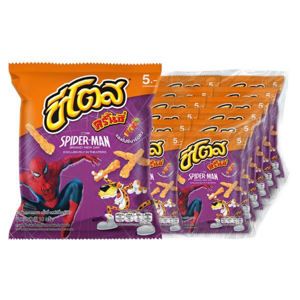 makro-snack-1555 ชีโตส ข้าวโพดอบกรอบ สไปซี่บาร์บีคิว 18 ก. x 12