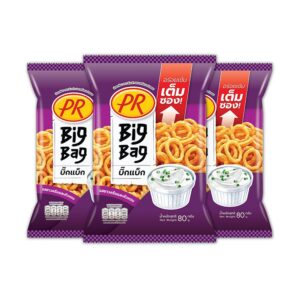 makro-snack-1566 พีอาร์ ข้าวเกรียบ รสซาวครีมและหัวหอม 80 ก. x 3