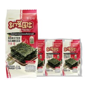 makro-snack-1578 มาชิตะ สาหร่ายทะเลอบกรอบเกาหลี รสสไปซี่ 4 ก. x 6