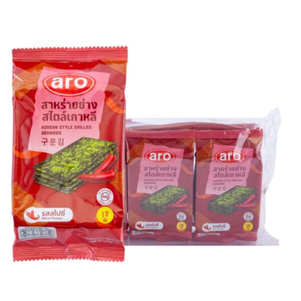 makro-snack-1606 ARO สาหร่ายเกาหลีสไปซี่ 5กX6