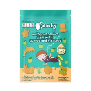 makro-snack-1657 Peachy ขนมคุกกี้ธัญพืชแอปเปิลผสมคีนัวเมล็ดแฟลกซ์ 1 ถุง (R18)