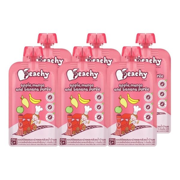 Peachy รสแอปเปิ้ลผสมมะม่วงและกล้วยน้ําว้า 6 ถุง (R206)