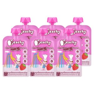 Peachy ชุดสุดค้ม รสสมูทตี้สตรอเบอร์รี่ผสมกล้วย 6 ถุง  (R6=6ถุง)