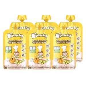 Peachy ชุดสุดคุ้ม รสฟักทองผสมน้ํานมข้าวโพดและมันฝรั่งบด 6 ถุง  (R1=6 ถุง)