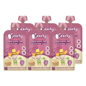 Peachy ชุดสุดค้ม รสแอปเปิ้ลผสมข้าวโอ๊ตและน้ําลูกพรุน 6 ถุง ( R20=6 ถุง)