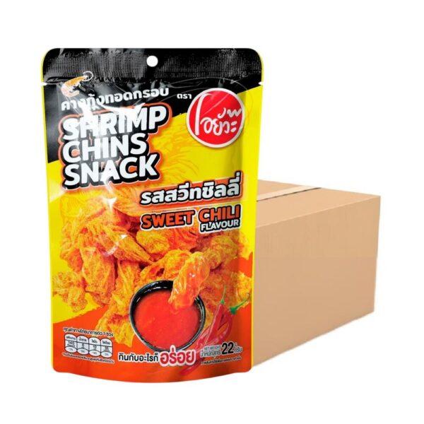 makro-snack-1719 O-yua คางกุ้ง ทอดกรอบ รสสวีทชิลลี่ (บรรจุ 36 ซอง/ลัง) Shrimp Chin Snack Sweet Chili Fla. 22g. ตราโอยั๊วะ