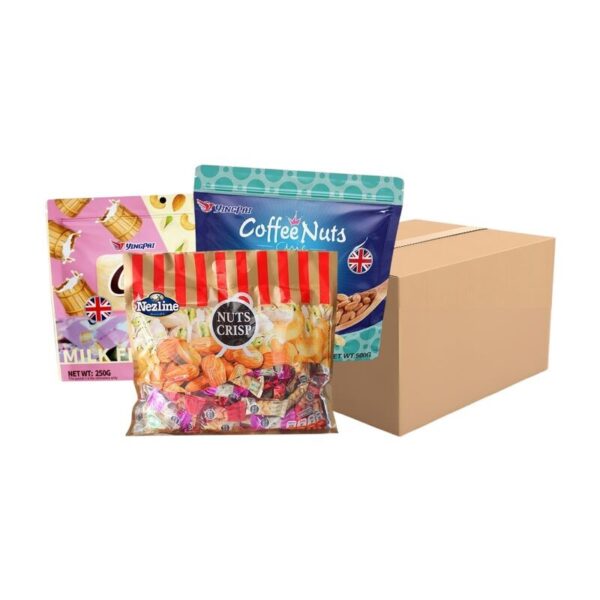 [ยกลัง 24 ห่อ] Nezline ขนมตุ้บตั้บ รสถั่วต่างๆ (รสอัลมอนด์,รสเม็ดมะม่วงหิมพานต์,รสพิสตาชิโอ) ตราเนสไลน์ 24แพ็คx500 กรัม คละรส (รสละ 12 ห่อ)