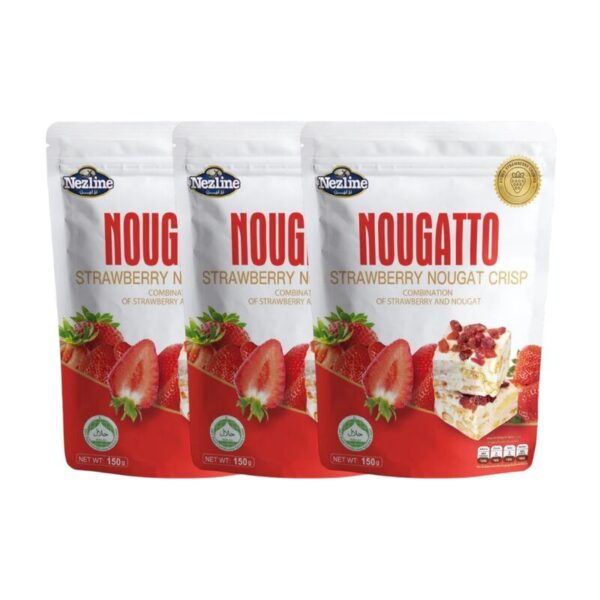 [3 ห่อ 100 บาท] (50 กรัม) Nezline Nougatto Nougat Crisp นูกัตโตะ ขนมนูกัต มาเคียโต้ 3 รสชาติ ขนาดพกพา ตราเนสไลน์ (3 ห่อ) สตรอเบอร์รี่