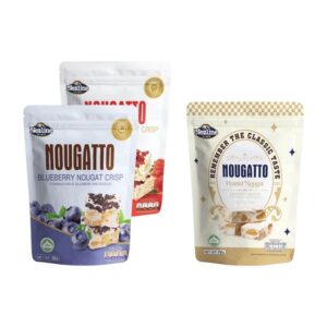 [3 ห่อ 100 บาท] (50 กรัม) Nezline Nougatto Nougat Crisp นูกัตโตะ ขนมนูกัต มาเคียโต้ 3 รสชาติ ขนาดพกพา ตราเนสไลน์ สตรอ+บลู+นูกัตถั่ว