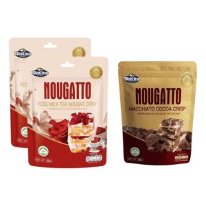 [3 ห่อ ] Nezline Nougatto Nougat Crisp นูกัตโตะ ขนมนูกัต มาเคียโต้ 50 กรัม ตราเนสไลน์ ชากุหลาบ2+ช็อก1