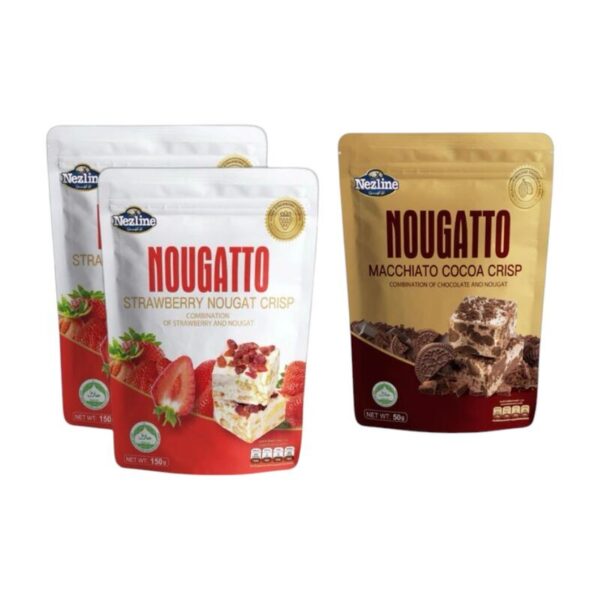 [3 ห่อ ] Nezline Nougatto นูกัตโตะ ขนมนูกัต มาเคียโต้ 50 กรัม ตราเนสไลน์ สตรอ2+ช็อก1