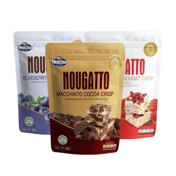 [3 ห่อ 100 บาท] (50 กรัม) Nezline Nougatto Nougat Crisp นูกัตโตะ ขนมนูกัต มาเคียโต้ 3 รสชาติ ขนาดพกพา ตราเนสไลน์ (3 ห่อ) คละรส