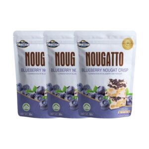 [3 ห่อ 100 บาท] (50 กรัม) Nezline Nougatto Nougat Crisp นูกัตโตะ ขนมนูกัต มาเคียโต้ 3 รสชาติ ขนาดพกพา ตราเนสไลน์ (3 ห่อ) บลูเบอร์รี่