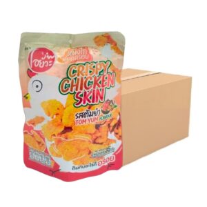 makro-snack-1750 O-yua หนังไก่ทอดกรอบ รสต้มยํา ขนาด 35 กรัม Crispy Chicken Skin Tom Yum Flavour. 35 g. จําหน่ายแบบลัง 36 ซอง