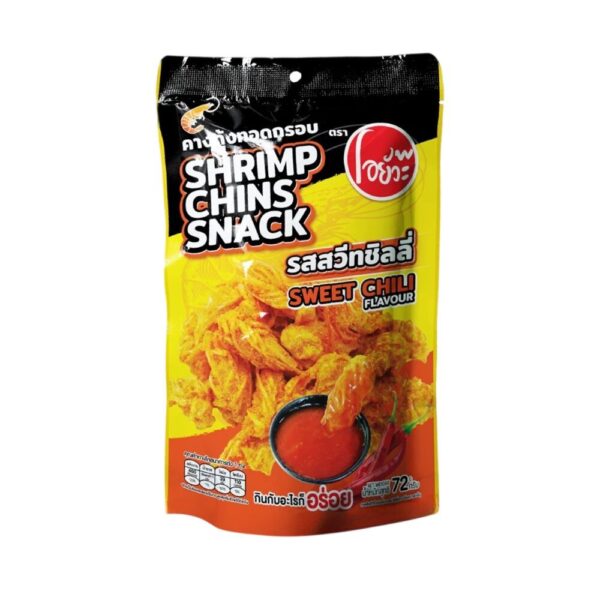 O-yua คางกุ้ง ทอดกรอบ รสสวีทชิลลี่ Shrimp Chin Snack Sweet Chili Flavour. 72 g. ตราโอยั๊วะ