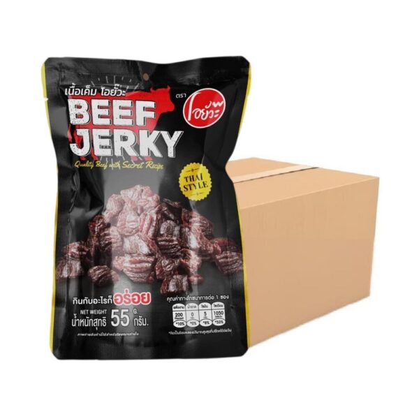 O-yua เนื้อเค็มโอยั๊วะ Beef Jerky Quality Beef with Secret Recipe ขนาด 55 กรัม จําหน่ายแบบยกลัง 1 ลัง บรรจุ 24 ซอง