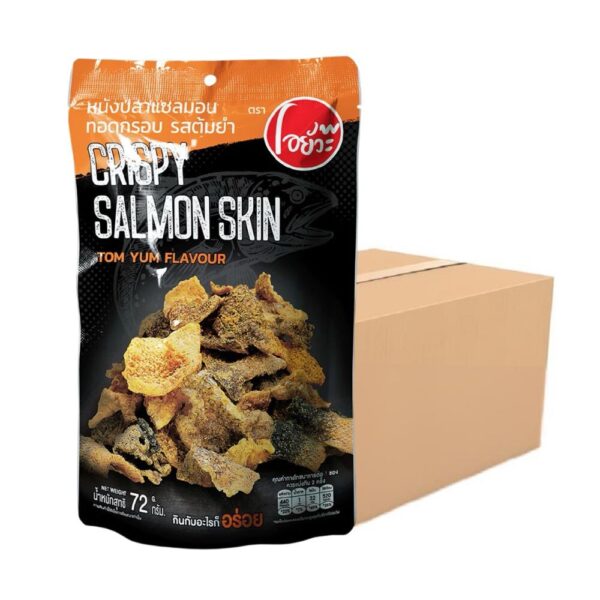 makro-snack-1775 O-yua หนังปลา แซลม่อนทอดกรอบ รสต้มยํากุ้ง ตราโอยั๊วะ สแน็ค ขนาด 72 กรัม / 1 ลัง 30 ซอง