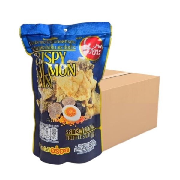 O-yua หนังปลาแซลมอนทอดกรอบ รสเห็ดทรัฟเฟิลไข่เค็ม ตราโอยั๊วะ 35g (จําหน่ายแบบยกลัง 30 ซอง/ลัง)