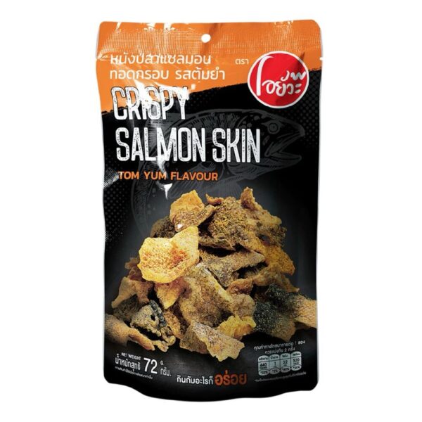 makro-snack-1792 O-yua หนังปลาแซลมอน ทอดกรอบ รสต้มยํากุ้ง ขนาด 72 กรัม ตรา โอยั๊วะ