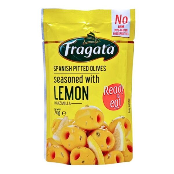 ฟรากาตา พิทเต็ด โอลีฟ ซีซัน เลมอน 70 กรัม Fragata Pitted Olives Seasoned Lemon 70 g.