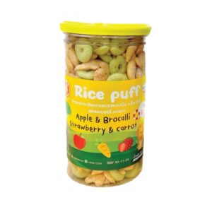 makro-snack-1824 Begin Baby Rice puff (แบบกระปุกสุดคุ้ม )ขนมข้าวผสมผักอบกรอบสําหรับเด็ก รูปช้าง รสสตอรี่+บล็อคโคลี่