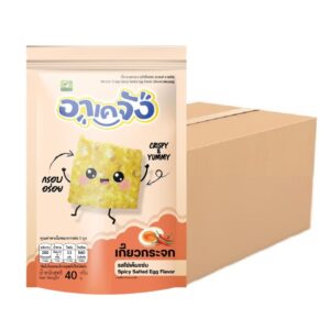 makro-snack-1837 อาเคจัง เกี๊ยวกระจก เซ็ตกรอบยกลัง รสไข่เค็มแซ่บ 24 ห่อ ขนาด 40 กรัม