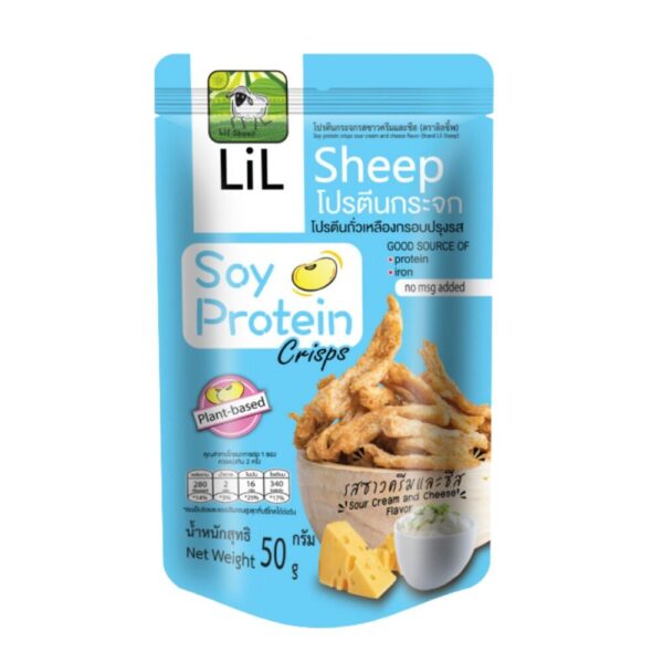 makro-snack-1842 Lilsheep โปรตีนกระจกขนมทานเล่นให้โปรตีนสูง ธาตุเหล็ก ไฟเบอร์และเเคลเซียม No MSG กรอบอร่อยเพลิน ไม่ลงพุง รสซาวครีมและชีส ขนาด 50 กรัม