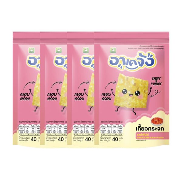 makro-snack-1863 อาเคจัง เกี๊ยวกระจกกรอบ เซ็ตทดลอง รสน้ําจิ้มไก่4ห่อ ขนาด 40 กรัม