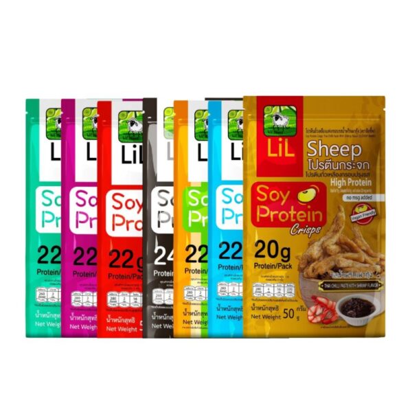 LILSHEEP โปรตีนกระจก เซ็ตทดลอง 7 รส soy protein crisps กรอบอร่อยเพลิน ไม่ลงพุง โปรตีนสูง กรอบอร่อย STARTER 7 ขนาด 50 กรัม
