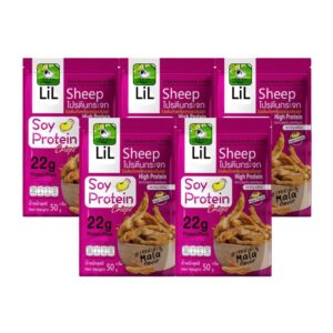 lilsheep soy protein crisps เซ็ต 5 ห่อ รสหม่าล่า เผ็ดร้อนหอมเครื่องเทศจากจีน กรอบอร่อย ทานเพลิน ไม่ลงพุง ขนาด 50 กรัม