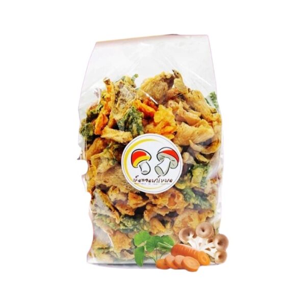 makro-snack-1976 ผักอบกรอบ สลัดน้ํามัน สูตรต้นตํารับเห็ดทอดนาโหนด ขนาด 1 กก. พร้อมน้ําจิ้ม 10 ถ้วย แบบรวม 3 อย่าง 1 กก.