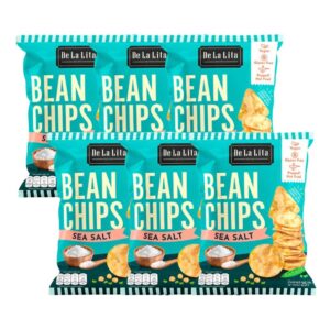 makro-snack-1985 BEAN CHIPS ถั่ว 3 ชนิด แคลต่ํา ไม่ทอด เจ กลูเต็นฟรี De La Lita เดอลาลิต้า ขนมคลีน บีนชิปส์ ขนมคลีน Sea Salt 6 ซอง