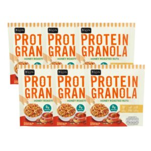 makro-snack-1987 PROTEIN GRANOLA 35 กรัม ธัญพืชอบกรอบรสดาร์กช็อคโกแลตและรสถั่วน้ําผึ้ง De La Lita เดอลาลิต้า โปรตีนกราโนล่า 6 ซอง HONEY ROAST...