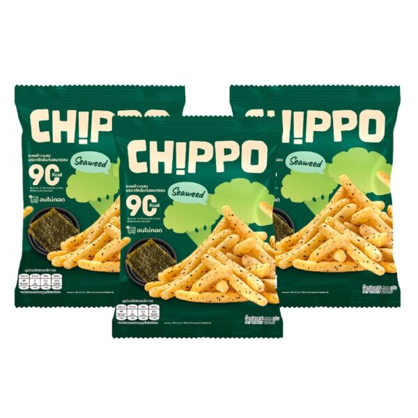 CHIPPO 20 กรัม อร่อย แคลต่ํา ไม่ทอด De La Lita เดอลาลิต้า ขนมคลีน รสสาหร่าย 3 ซอง