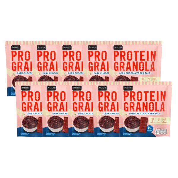 PROTEIN GRANOLA 35 กรัม ธัญพืชอบกรอบรสดาร์กช็อคโกแลตและรสถั่วน้ําผึ้ง De La Lita เดอลาลิต้า โปรตีนกราโนล่า 10 ซอง Dark Chocolate Sea salt