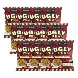 makro-snack-2001 UGLY PEA 30 กรัม อร่อย แคลต่ํา ไม่ทอด ทําจากถั่วลันเตา De La Lita เดอลาลิต้า อักลี่พี ขนมคลีน Spicy Korean 12 ซอง