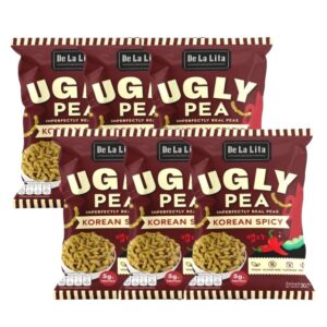 makro-snack-2002 UGLY PEA 30 กรัม อร่อย แคลต่ํา ไม่ทอด ทําจากถั่วลันเตา De La Lita เดอลาลิต้า อักลี่พี ขนมคลีน Spicy Korean 6 ซอง