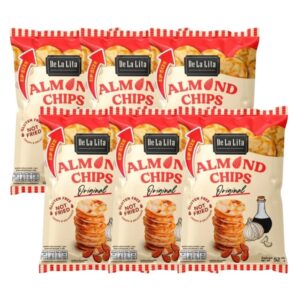 [ยกลังซองใหญ่] ALMOND CHIPS 52 กรัม ขนมอบกรอบอร่อย แคลต่ํา ไม่ทอด เจ วีแกน De La Lita เดอลาลิต้า อัลมอนด์ชิปส์ ขนมคลีน ORIGINAL,6 ซอง