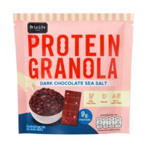 [1 ซอง] PROTEIN GRANOLA 35 กรัม ธัญพืชอบกรอบรสดาร์กช็อคโกแลตและรสถั่วน้ําผึ้ง De La Lita เดอลาลิต้า โปรตีนกราโนล่า DARK CHOC SEA SALT