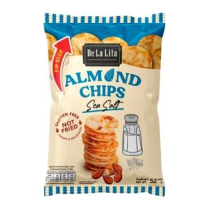 [1 ซองใหญ่] ALMOND CHIPS 52 กรัม ขนมอบกรอบอร่อย แคลต่ํา ไม่ทอด เจ วีแกน De La Lita เดอลาลิต้า อัลมอนด์ชิปส์ ขนมคลีน SEA SALT,1 ซอง