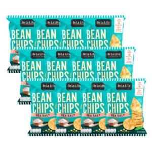 BEAN CHIPS ถั่ว 3 ชนิด แคลต่ํา ไม่ทอด เจ กลูเต็นฟรี De La Lita เดอลาลิต้า ขนมคลีน บีนชิปส์ ขนมคลีน Sea Salt 12 ซอง