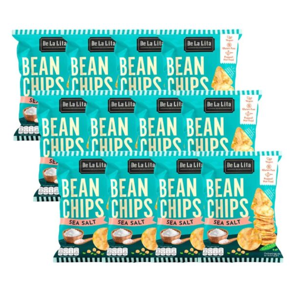 makro-snack-2014 BEAN CHIPS ถั่ว 3 ชนิด แคลต่ํา ไม่ทอด เจ กลูเต็นฟรี De La Lita เดอลาลิต้า ขนมคลีน บีนชิปส์ ขนมคลีน Sea Salt 12 ซอง