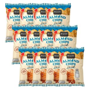 [ยกลังซองใหญ่] ALMOND CHIPS 52 กรัม ขนมอบกรอบอร่อย แคลต่ํา ไม่ทอด เจ วีแกน De La Lita เดอลาลิต้า อัลมอนด์ชิปส์ ขนมคลีน SEA SALT,12 ซอง