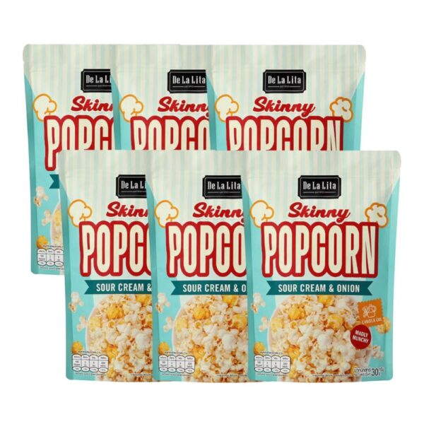 makro-snack-2020 SKINNY POPCORN 30 กรัม ป๊อบคอร์น อร่อย แคลต่ํา สกินนี่ป๊อบคอร์น De La Lita ขนมคลีน SKINNY POPCORN 6 ซอง