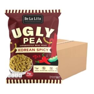 makro-snack-2022 UGLY PEA 30 กรัม อร่อย แคลต่ํา ไม่ทอด ทําจากถั่วลันเตา De La Lita เดอลาลิต้า อักลี่พี ขนมคลีน Spicy Korean 24 ซอง