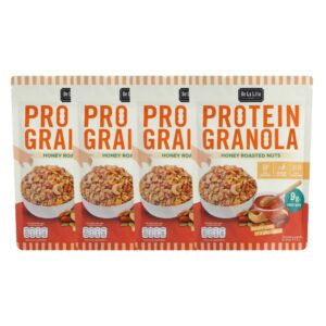 [ซองใหญ่] PROTEIN GRANOLA 177 กรัม ธัญพืชอบกรอบรสดาร์กช็อคโกแลตและรสถั่วน้ําผึ้ง De La Lita เดอลาลิต้า โปรตีนกราโนล่า HONEY ROASTED NUT,4 ซอง