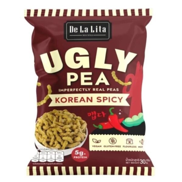 [1 ซอง] UGLY PEA 30 กรัม อร่อย แคลต่ํา ไม่ทอด ทําจากถั่วลันเตา De La Lita เดอลาลิต้า อักลี่พี ขนมคลีน KOREAN SPICY