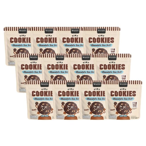 TINY COOKIE ไทนี่คุกกี้ ขนาด 45 กรัม วีแกน แคลต่ํา De La Lita เดอลาลิต้า ขนมคลีน CHOCOLATE SEA SAL 12 ซอง