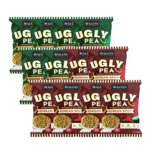 makro-snack-2047 UGLY PEA 30 กรัม อร่อย แคลต่ํา ไม่ทอด ทําจากถั่วลันเตา De La Lita เดอลาลิต้า อักลี่พี ขนมคลีน คละรส 12 ซอง