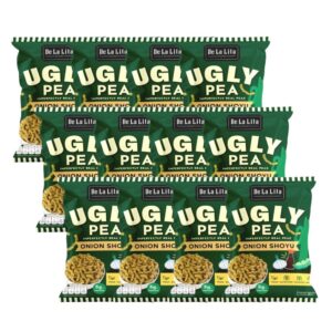 makro-snack-2049 UGLY PEA 30 กรัม อร่อย แคลต่ํา ไม่ทอด ทําจากถั่วลันเตา De La Lita เดอลาลิต้า อักลี่พี ขนมคลีน Onion & Shoyu 12 ซอง